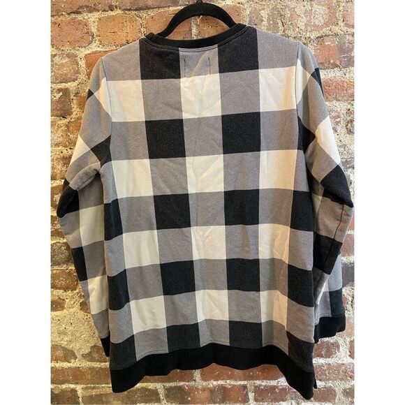 Lands’ End Serious Sweats Black/White Plaid Pullover Sweater Women’s Size M 10-1 - Picture 6 of 8